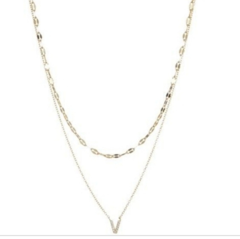 Double Layer Initial Pendant Necklace